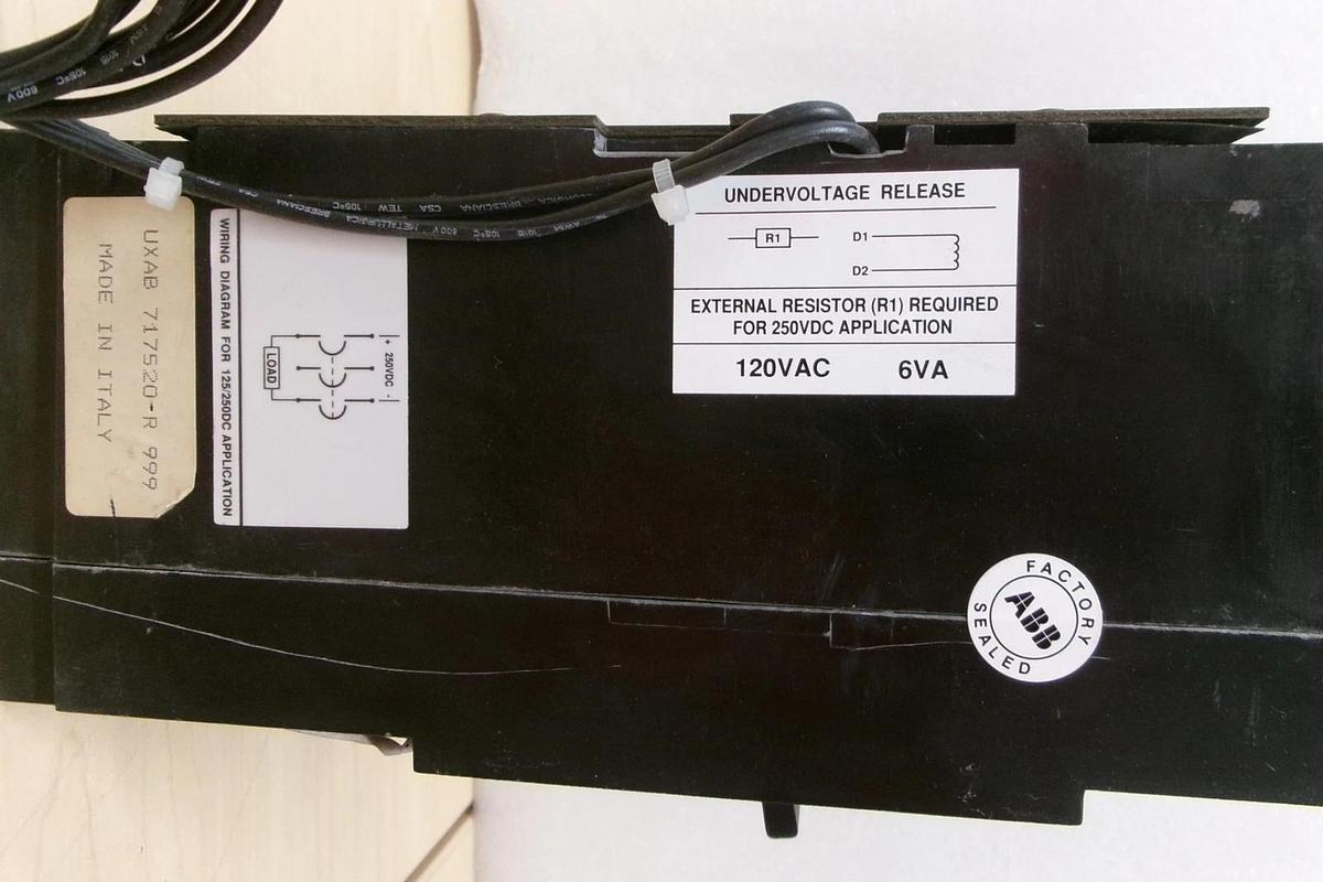 Used ABB, Circuit Breaker, 125A, TF2225 Used with shunt trip