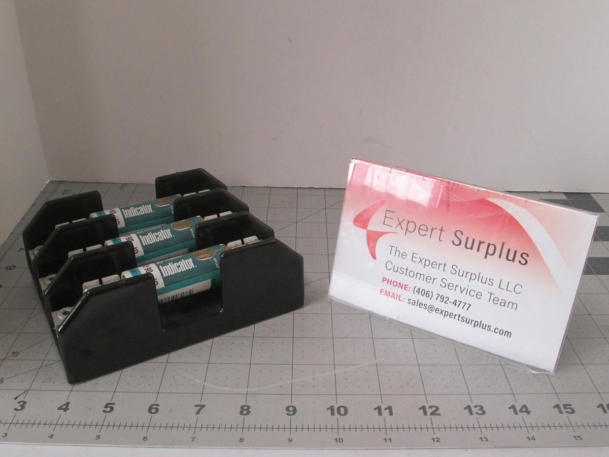 Used Bussmann, J60100-3CR Fuseholder w/ 3 Littelfuse JTD 90 ID Fuses, Used