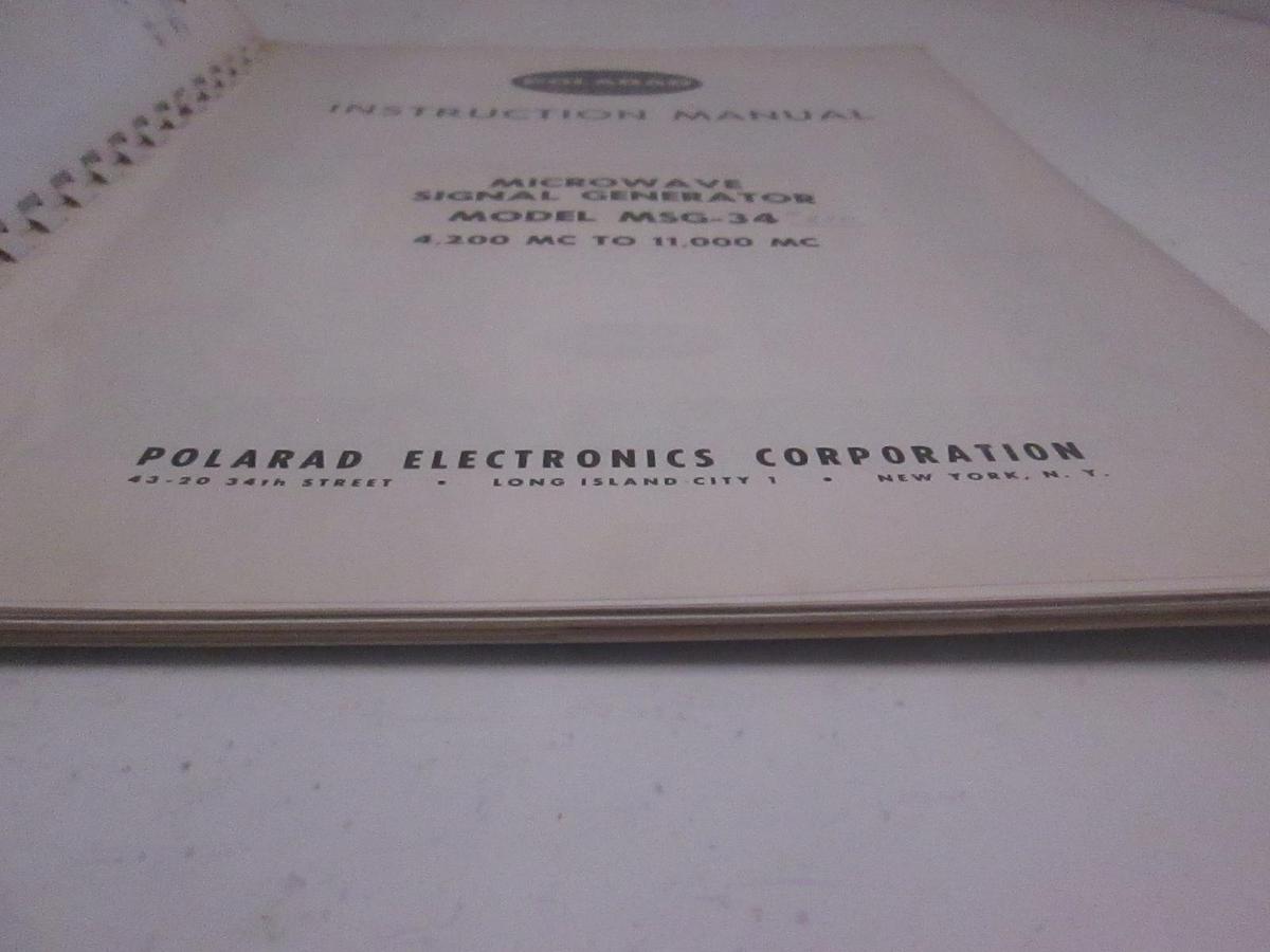 Used Polarad Microwave Signal Generator, MSG-34, Instruction Manual, Used