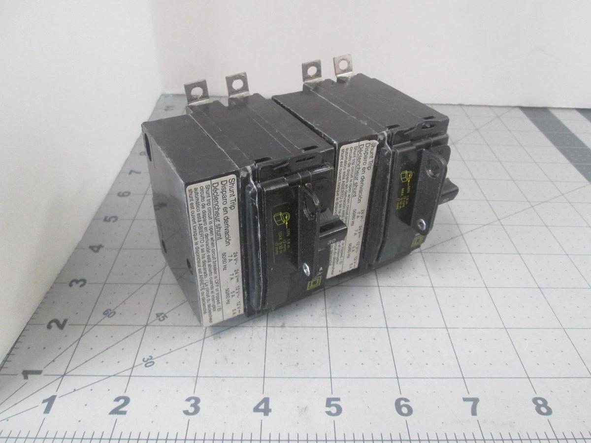 Square D, QO215, 2 Pole, Circuit Breaker w/ Shunt Tip,120/240V, Used, Lot of 2