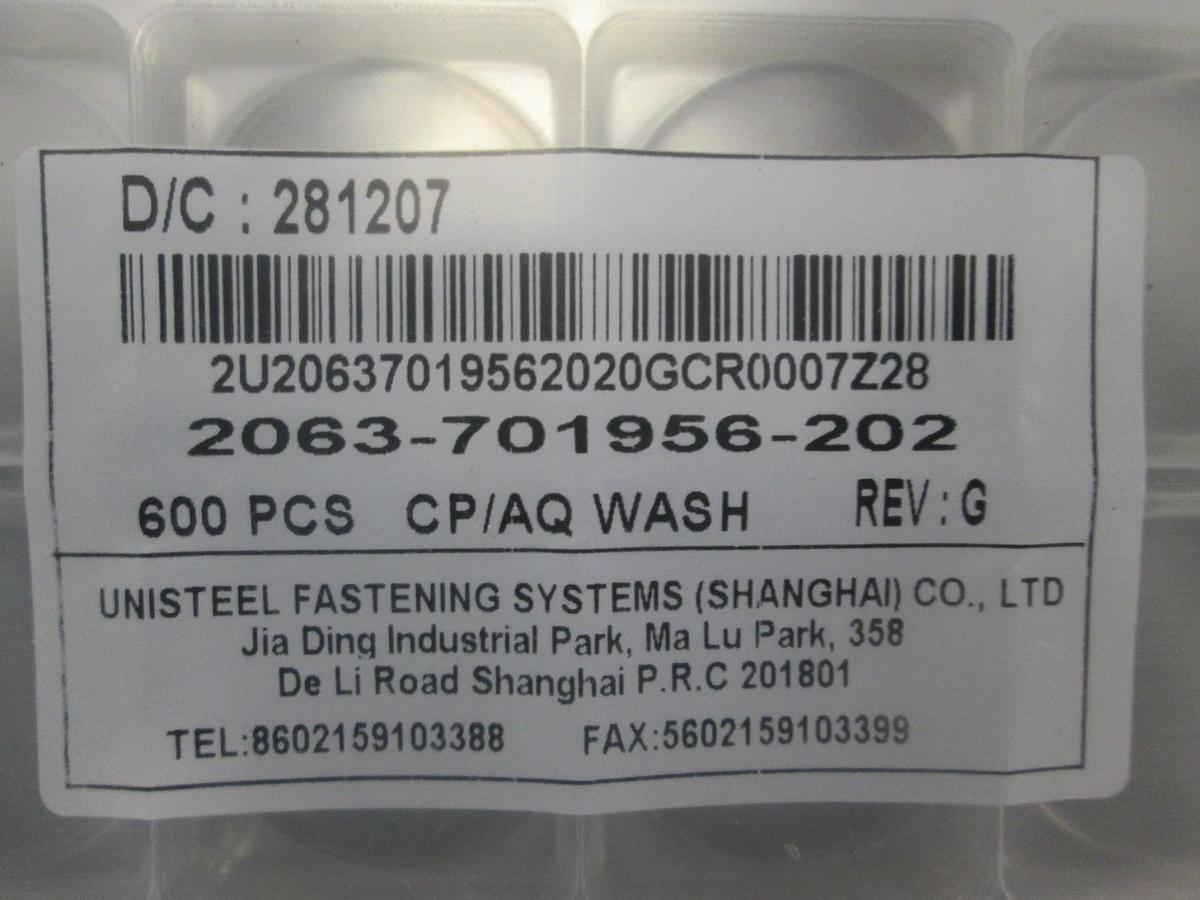 Unisteel Fastening Systems, CP/ AQ Wash Screws, 2063-701956-202, New, Lot of 600