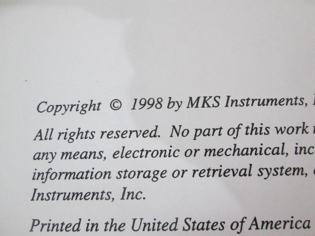 Used MKS, Type 653B, Exhaust Throttle Valve Instruction Manual, Used