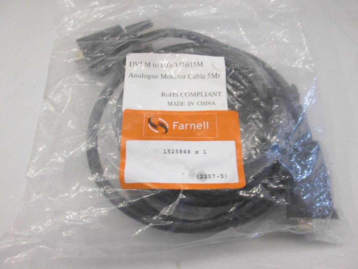 Farnell, 1525848, Analogue Monitor Cable, 5 Mr, DVIM to HDD DB15M, New