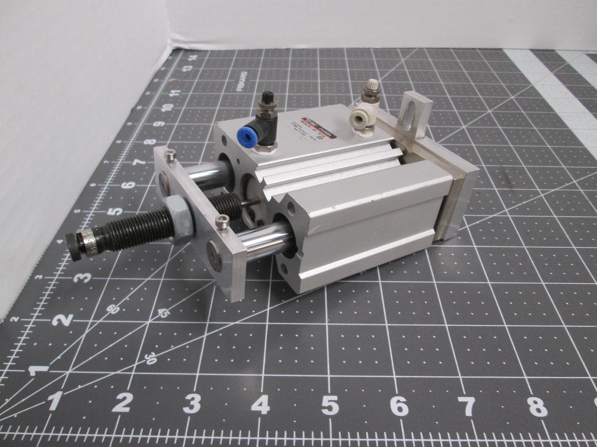 Used SMC MGQL25-40-XC18 Guided Cylinder Adjustable Stroke Pneumatic Actuator