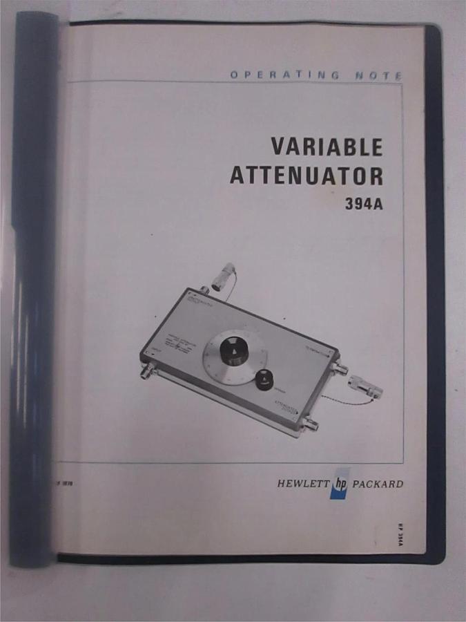 Used HP 394A Variable Attenuator Operating Note, Used
