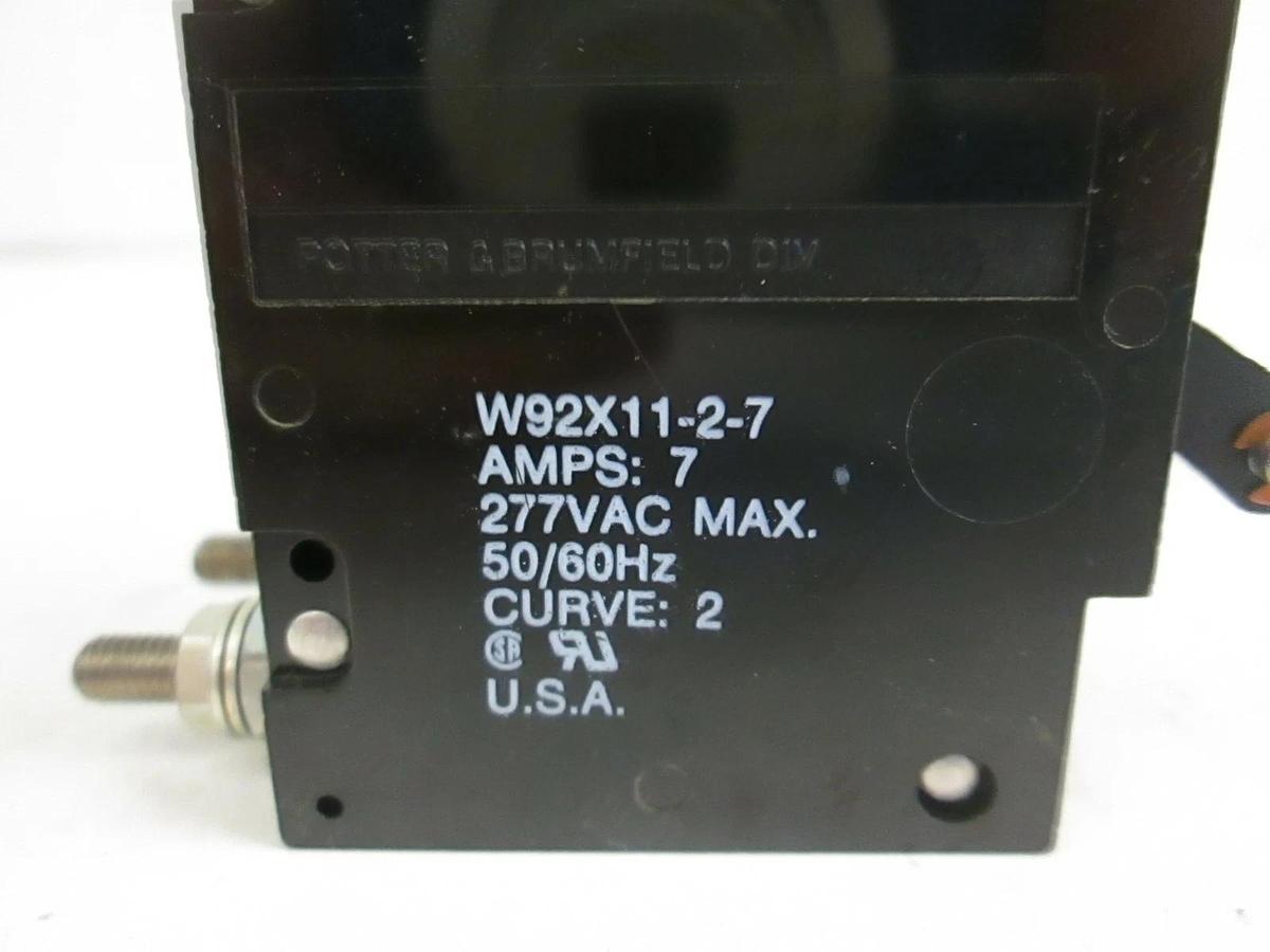 Used Potter & Brumfield Circuit Breaker, W92X11-2-7, 7A, 277 VAC, Used
