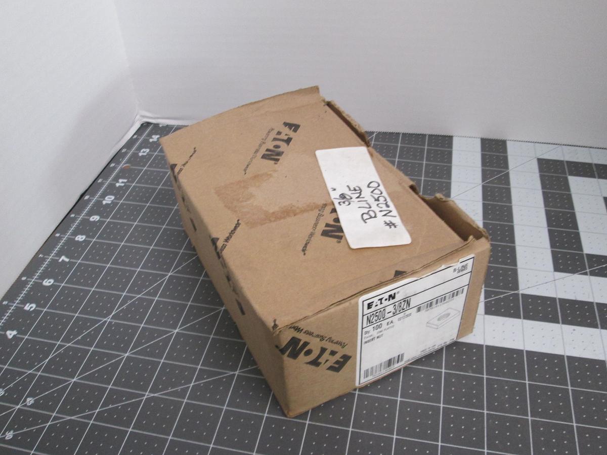Used Eaton B-Line N2500-3/8ZN, Zinc Plated Insert Square Nuts Lot of 100