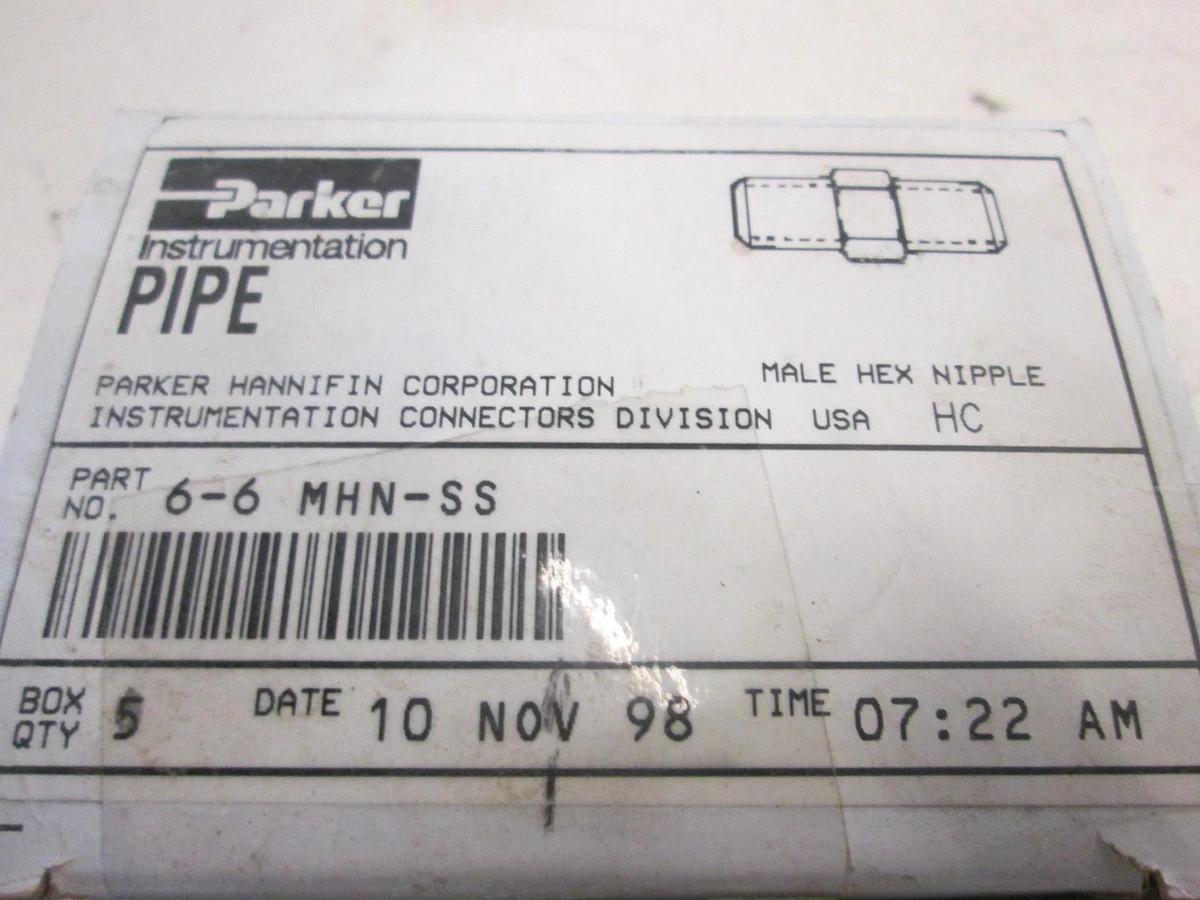 Parker, 6-6 MHN-SS, Male Hex Nipple, New