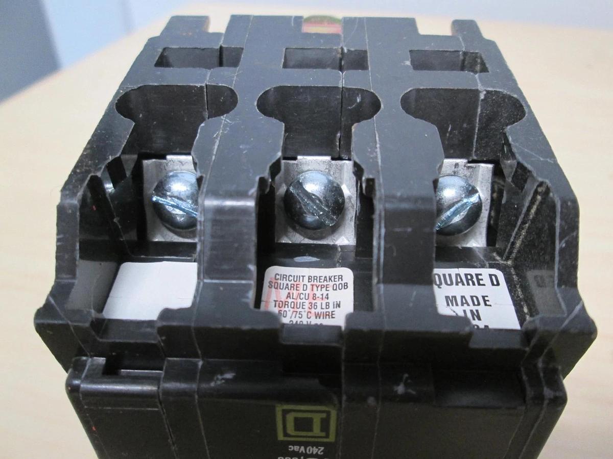 Used Square D, Type QOB, 3 Pole Circuit Breaker, 30A, Used