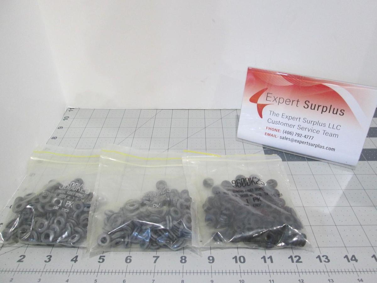 Rubber Grommet, 1/4 Hole 1/16 Groove WD 3/16 THK 1/2 Dia, New, Lot of 300
