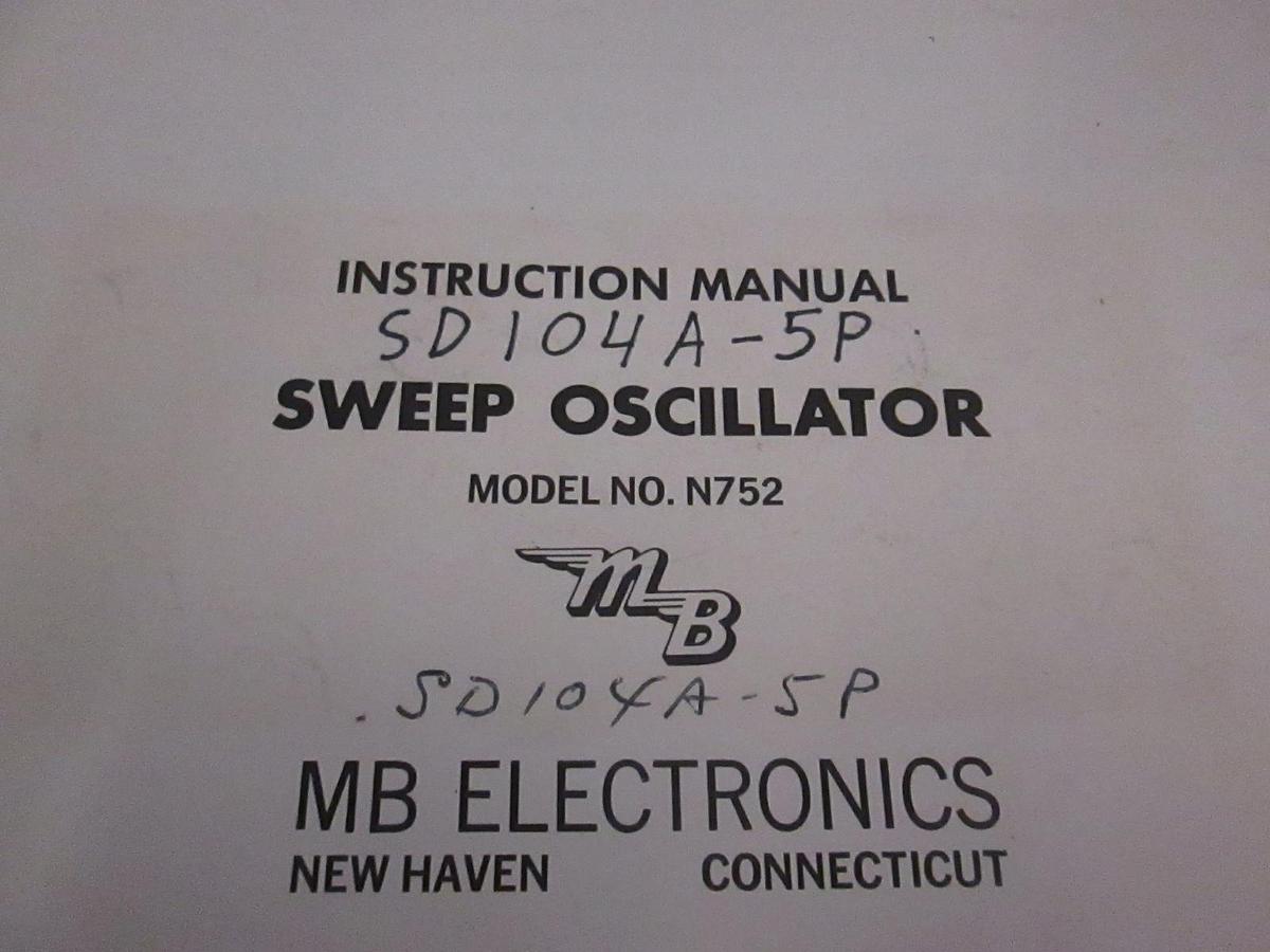 Used Teledyne Sweep Oscillator Model No. N752 Instruction Manual, Used