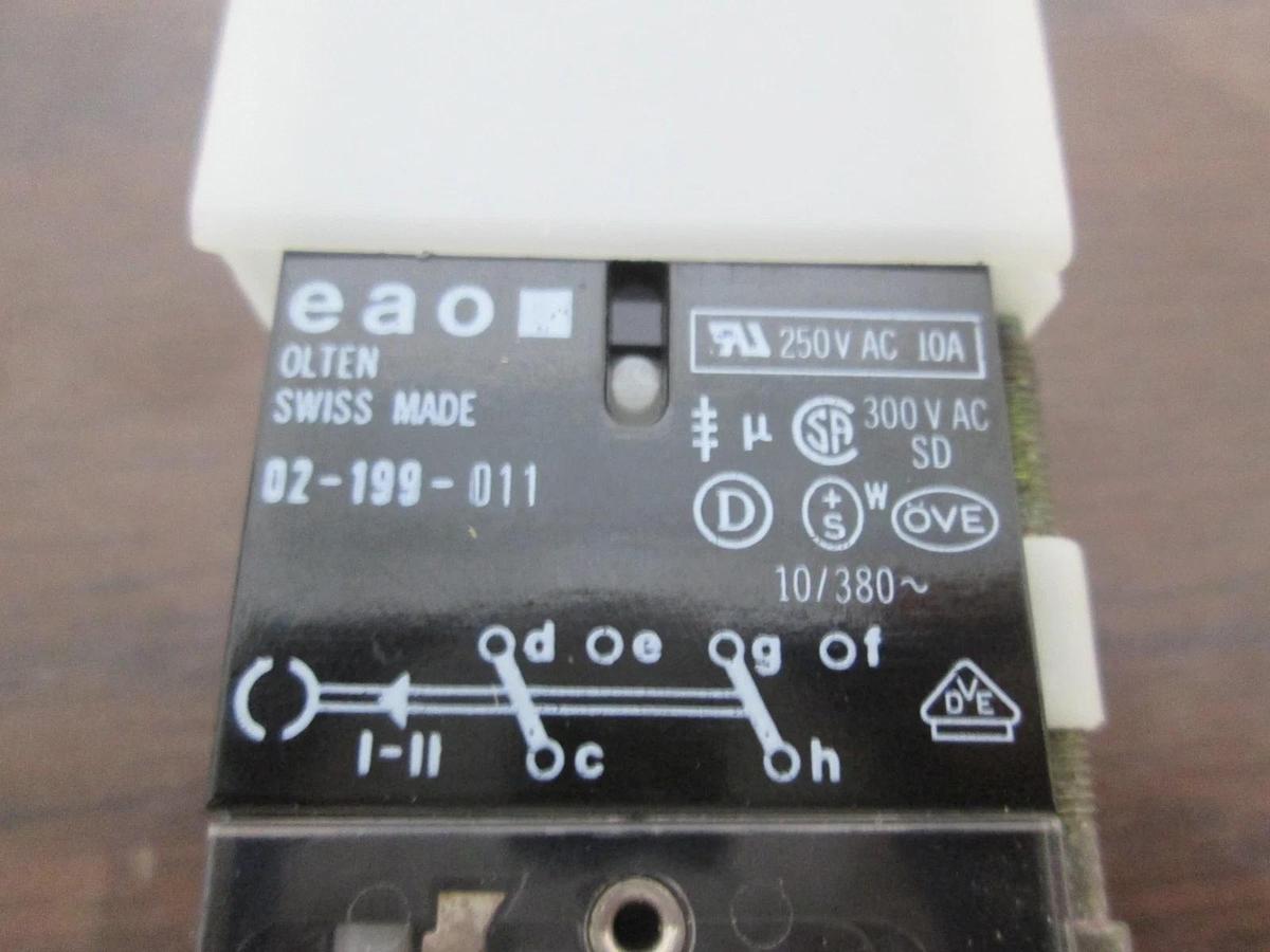 Used EAO, 02-199-011, VTR Furnace Switch w/ Mounting Hardware, No keys Used