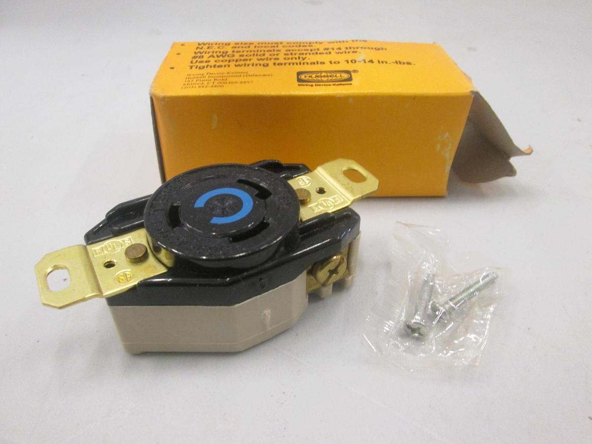 Used Hubbell, HBL2620, Twist Lock Single Receptacle, 2 Pole, New