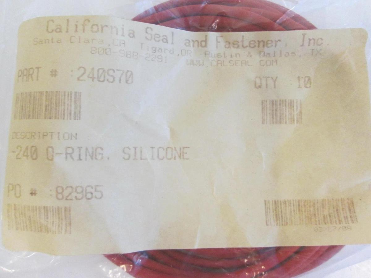 Used California Seal, 240S70, Silicone Red -240, O-Ring Lot of 10