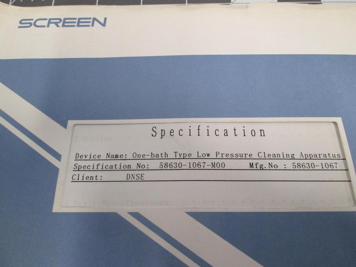 Used SCREEN, 58630-1067, One-Bath Low Pressure Cleaning Apparatus Semiconductor