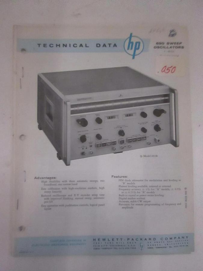 Used HP 690 Sweep Oscillators 1-40Gc Technical Data, Used