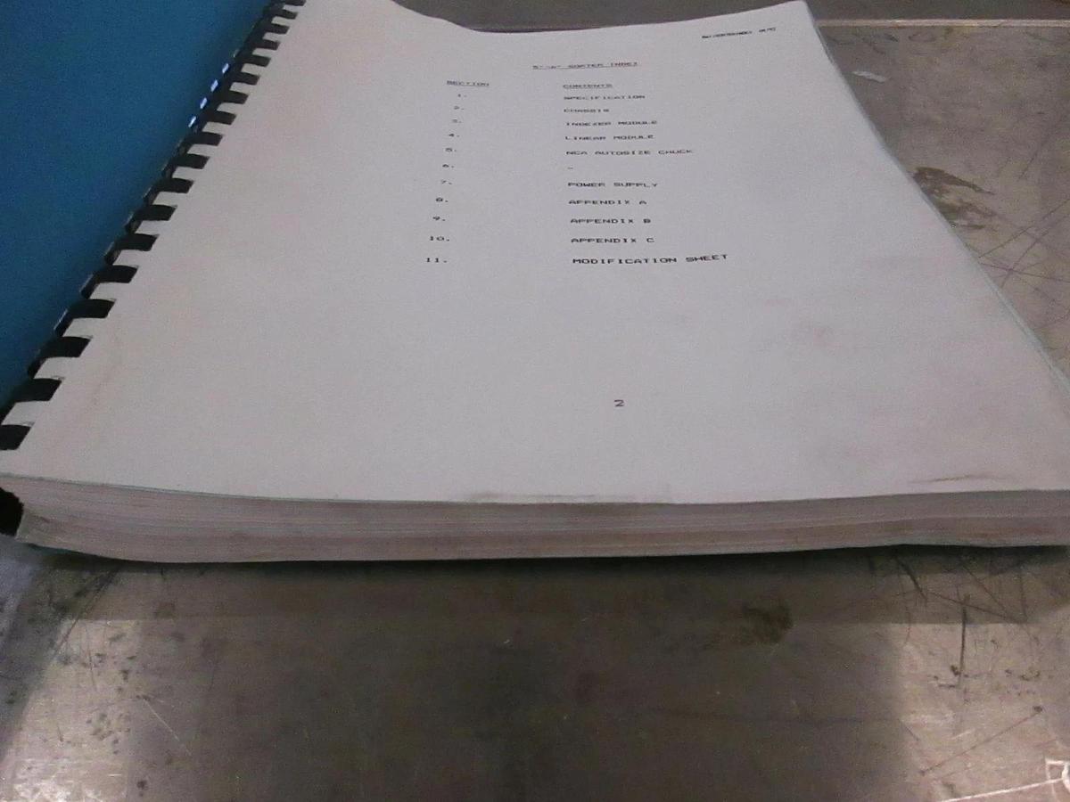 Used Western Equipment Developments 5"-6" Sorter System Reference Manual, Used