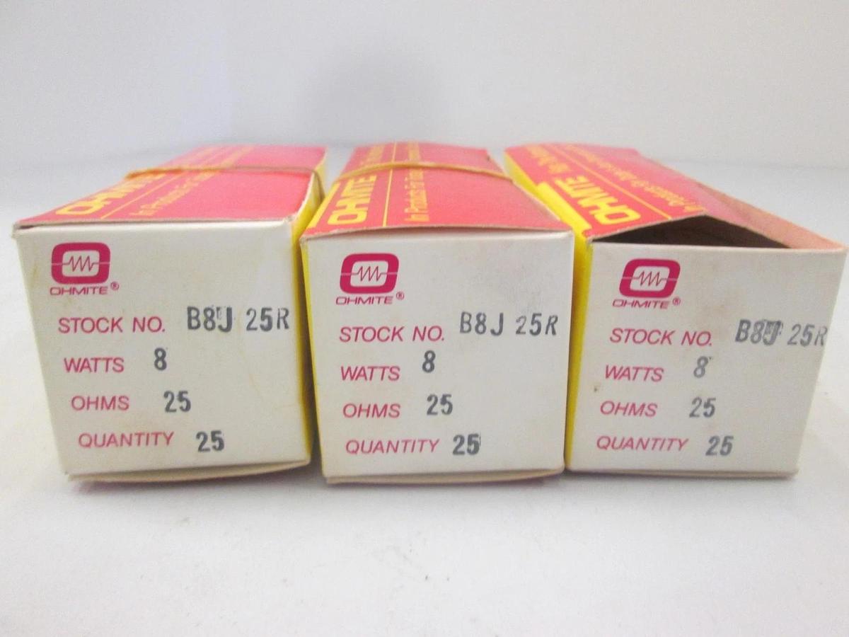 Ohmite, B8J 25R, Power Resistor, 8W, 25 Ohms, New, Lot of 63