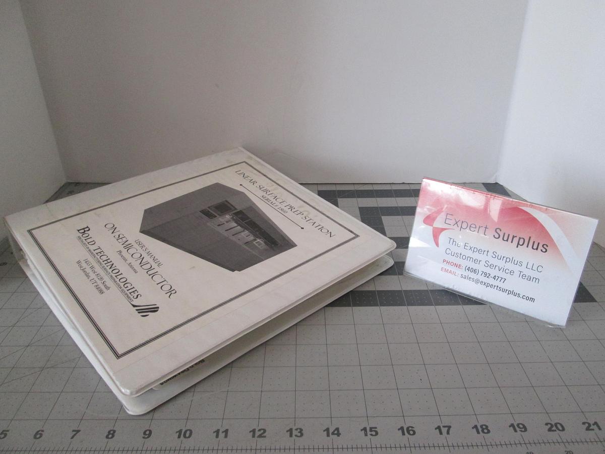 Used Bold Technologies, 1860, Linear Surface Prep Station, User Manual, Used