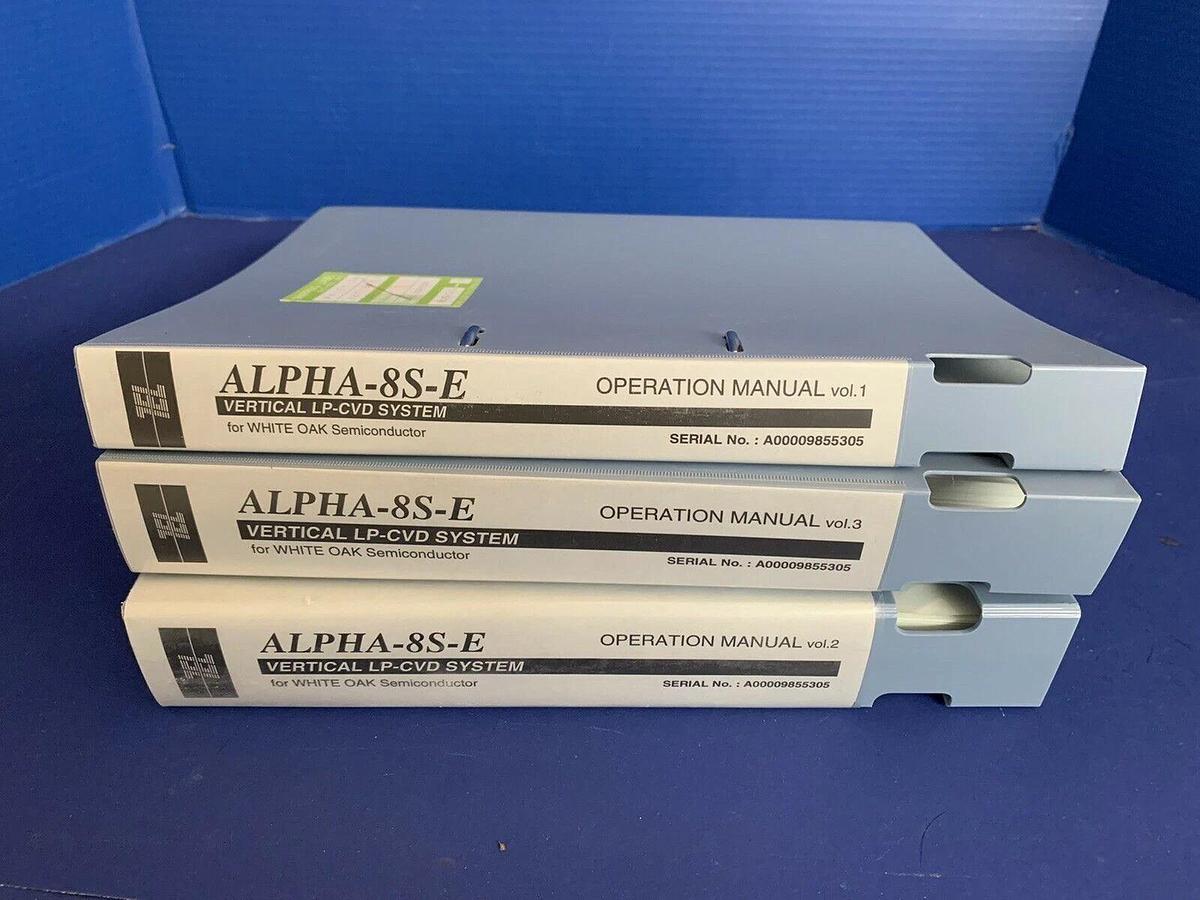 Used Tokyo Electron ALPHA-8S-E Vertical LP-CVD Operation Manual Volumes 1,2 & 3