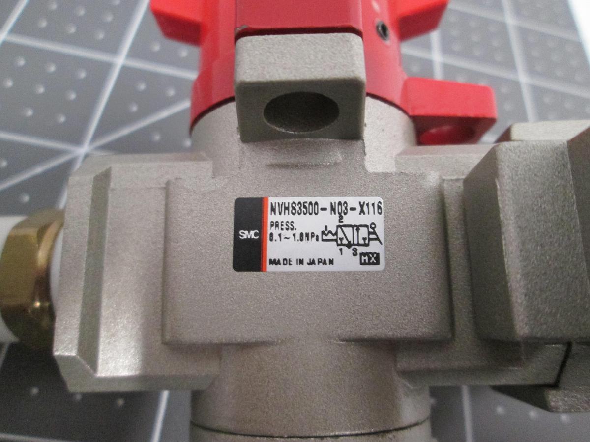 Used SMC, NVH3500-N03-X116, Manual Hand Valve 3/8" NPT Pneumatic Used Working