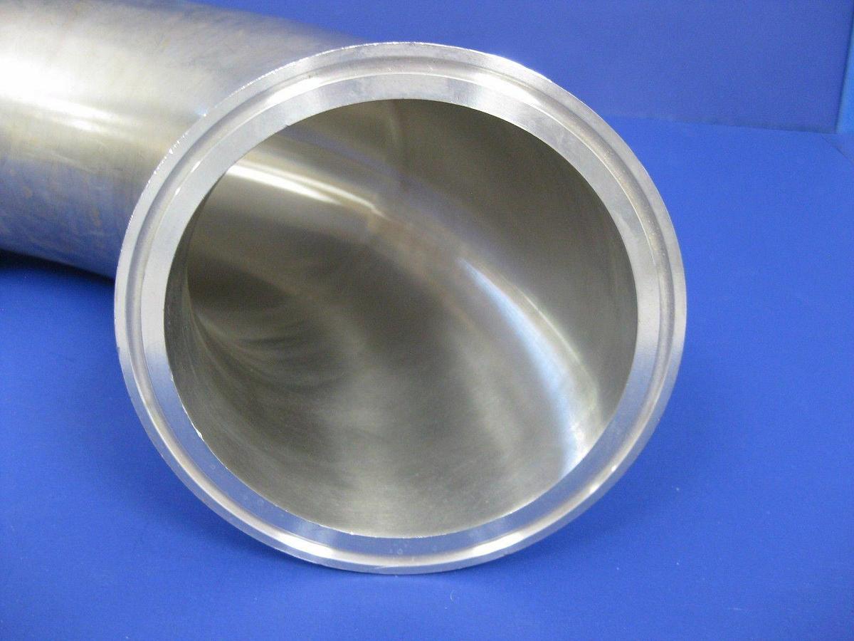 Used Stainless Steel 90° Elbow Vacuum Fitting with 4" Sanitary Flange, Used