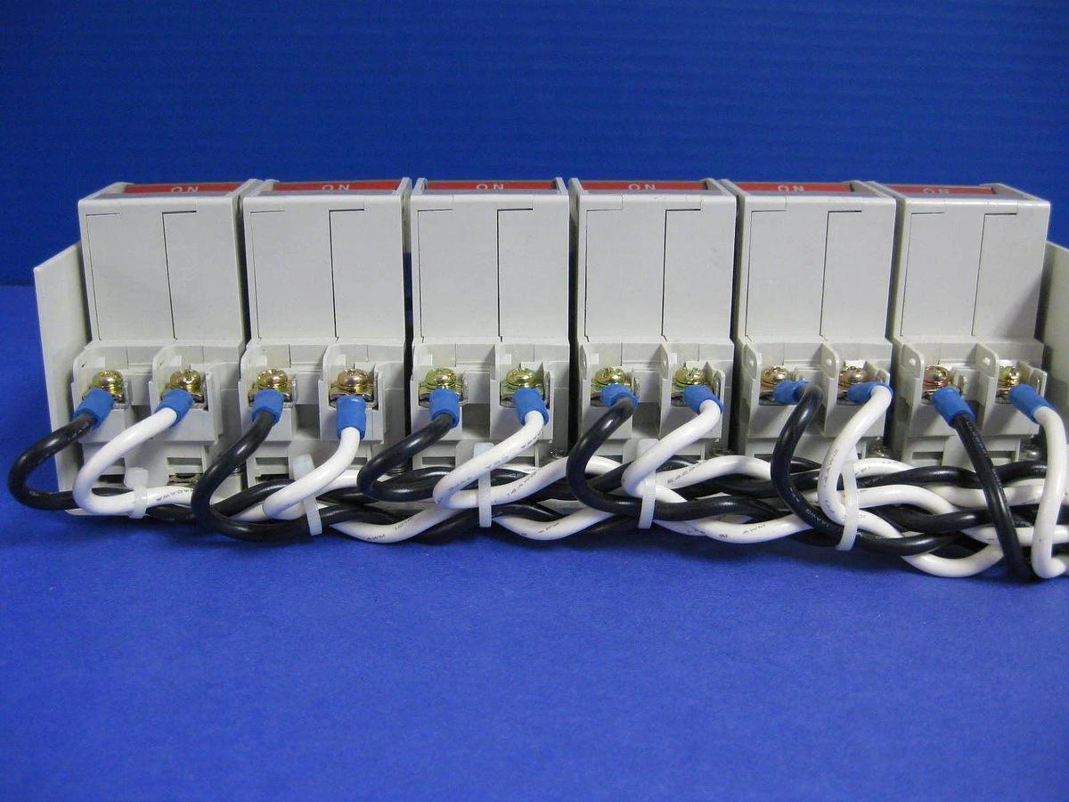 Used Mitsubishi Circuit Protector CP30-BA 15A 220V, 2 Pole, Lot of 6 Bracket Mounted