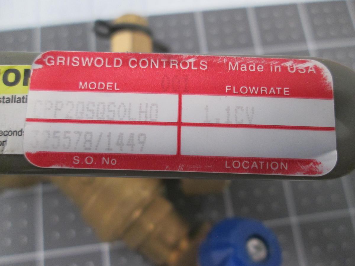 Used Griswold Controls CPP2QSQSOLHO Hydronic Balancing Coil Piping Valve 1.1 CV