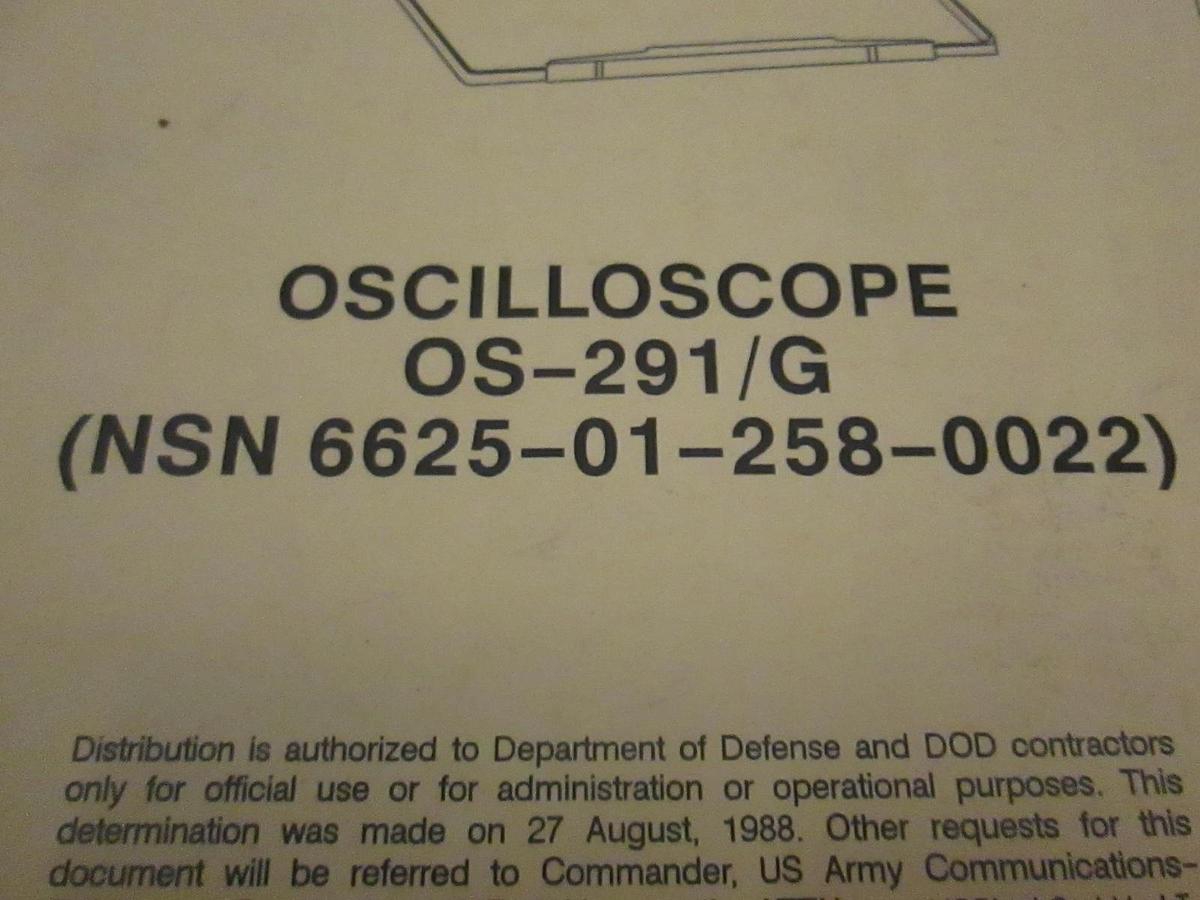 Used Tektronix OS-291/G Oscilloscope Operator and Maintenance Manual, Used