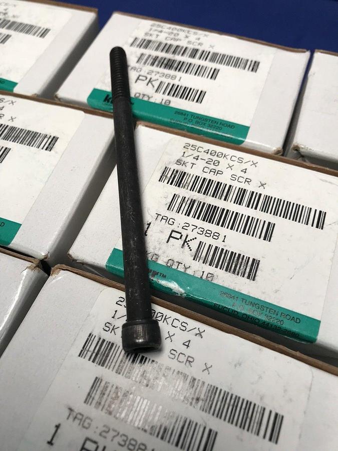 1/4"-20 x 4" Socket Head Cap Screw, Alloy Steel Black Oxide, Lot of 90 New