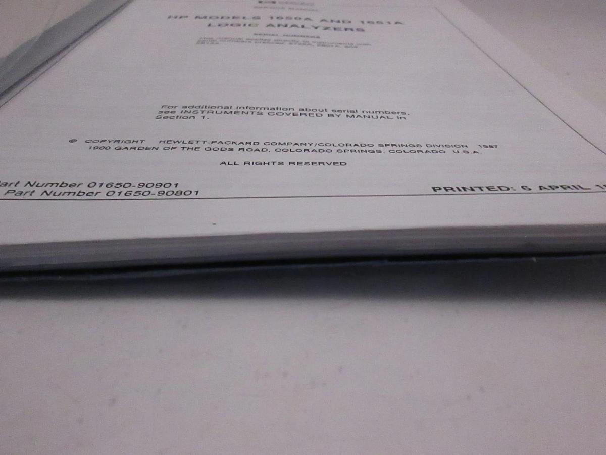 Used HP 1650A and 1651A Logic Analyzers Service Manual, Used