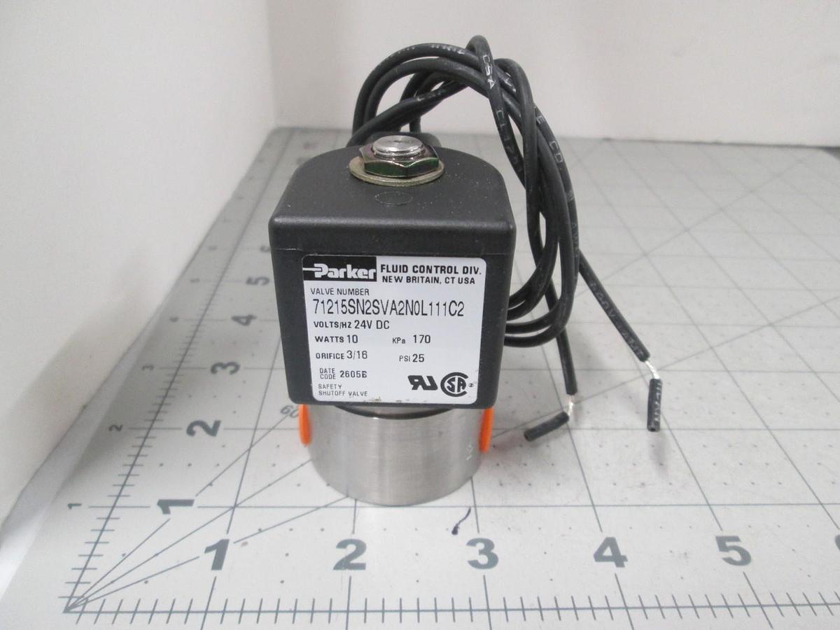 Parker, 71215SN2SVA2N0L111C2, Solenoid Valve, 10W, 25 PSI, 3/16 Orifice, New