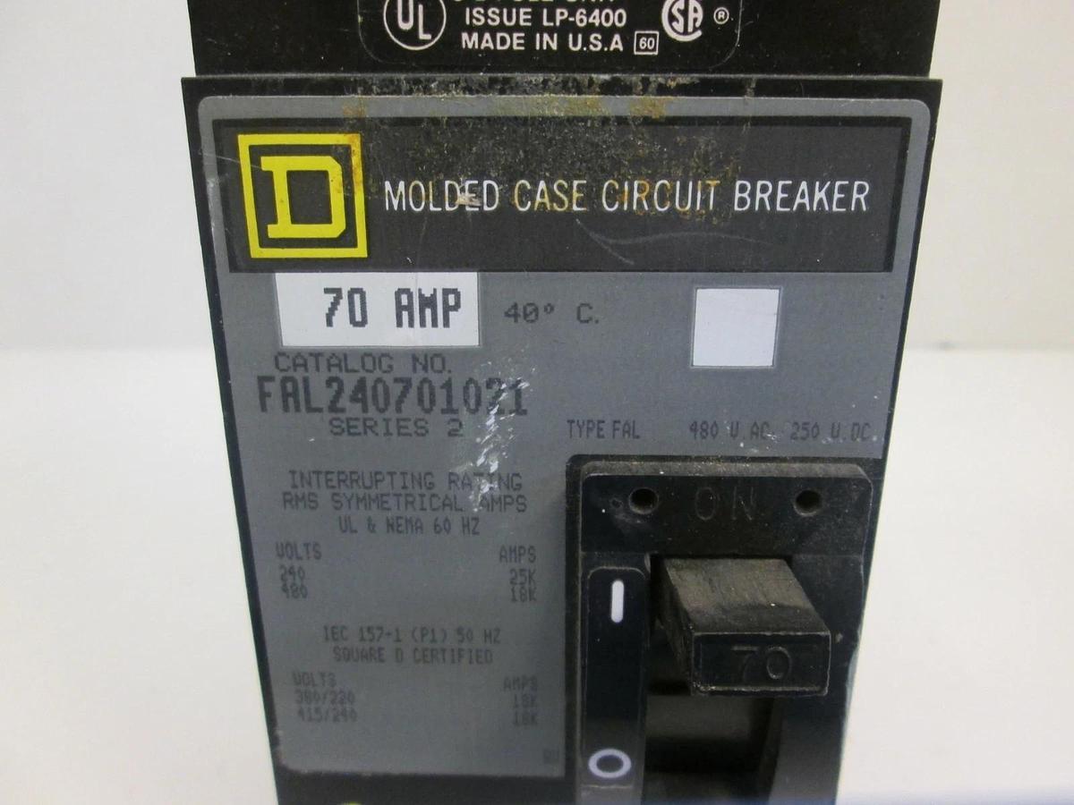 Used Square D FAL240701021 Circuit Breaker, 70AMP, 2 Pole, Series 2