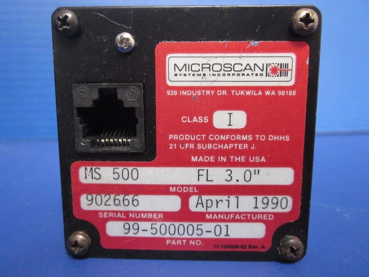 Used Microscan MS-500 FL 3.0" Laser Barcode Scanner 99-500005-01 - Lot of 2 Used