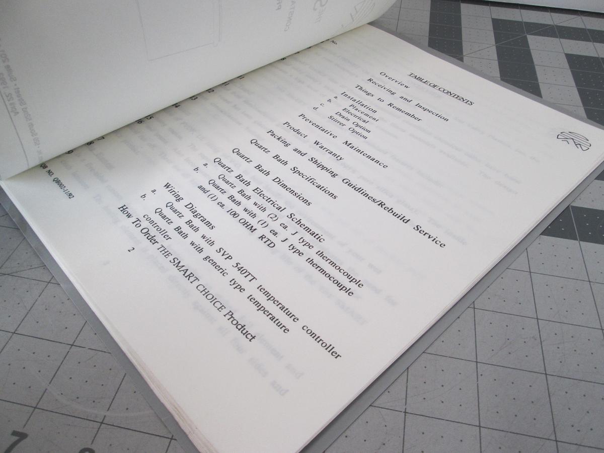 Used Sun Valley Plastics, Constant Temperature Bath Product Manual, Used