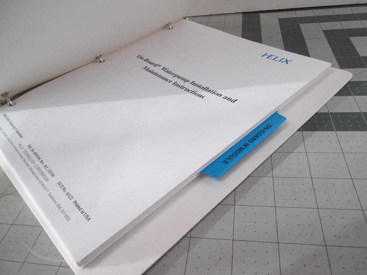 Used Cryogenics, On-Board, Waterpump Installation and Maintenance Instructions, 8040364, Used