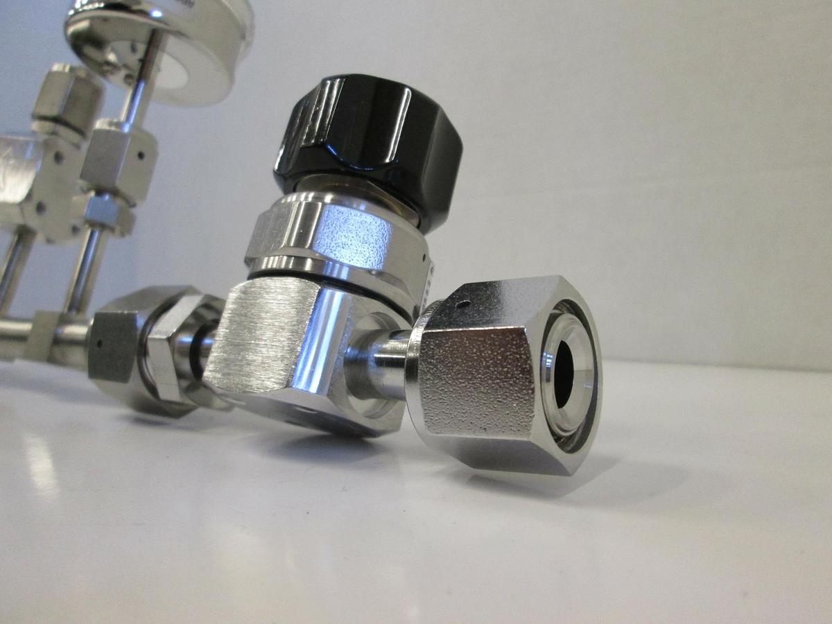 Used Valve Gas Stick Assy w/ (3) Parker Valves, Gauge