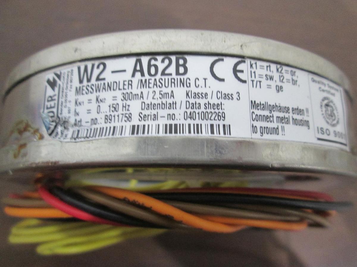 Used Bender, W2-A62B, B911758, Measuring Current Transformer, Class 3, Used