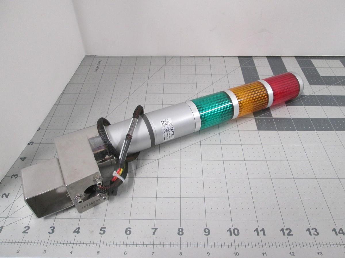 Patlite, SL-VQ, 00804M,Light Signal Tower,R/Y/G, 24V w/ 4 Pin Wire Harness, Used