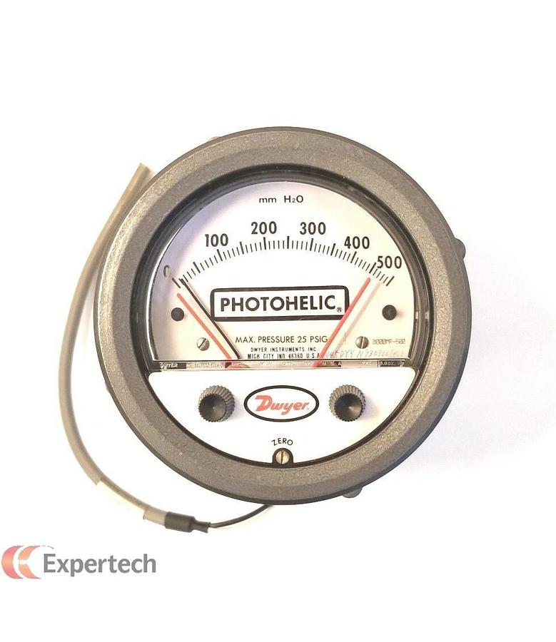 Used Dwyer 3000MR Photohelic Gauge 0-500mm / H2O, Used