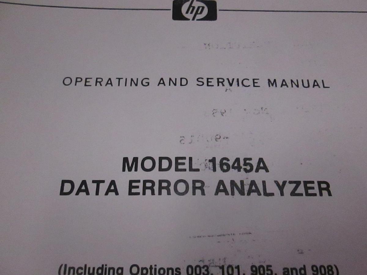 Used HP 1645A Data Error Analyzer Operating and Service Manual, Used
