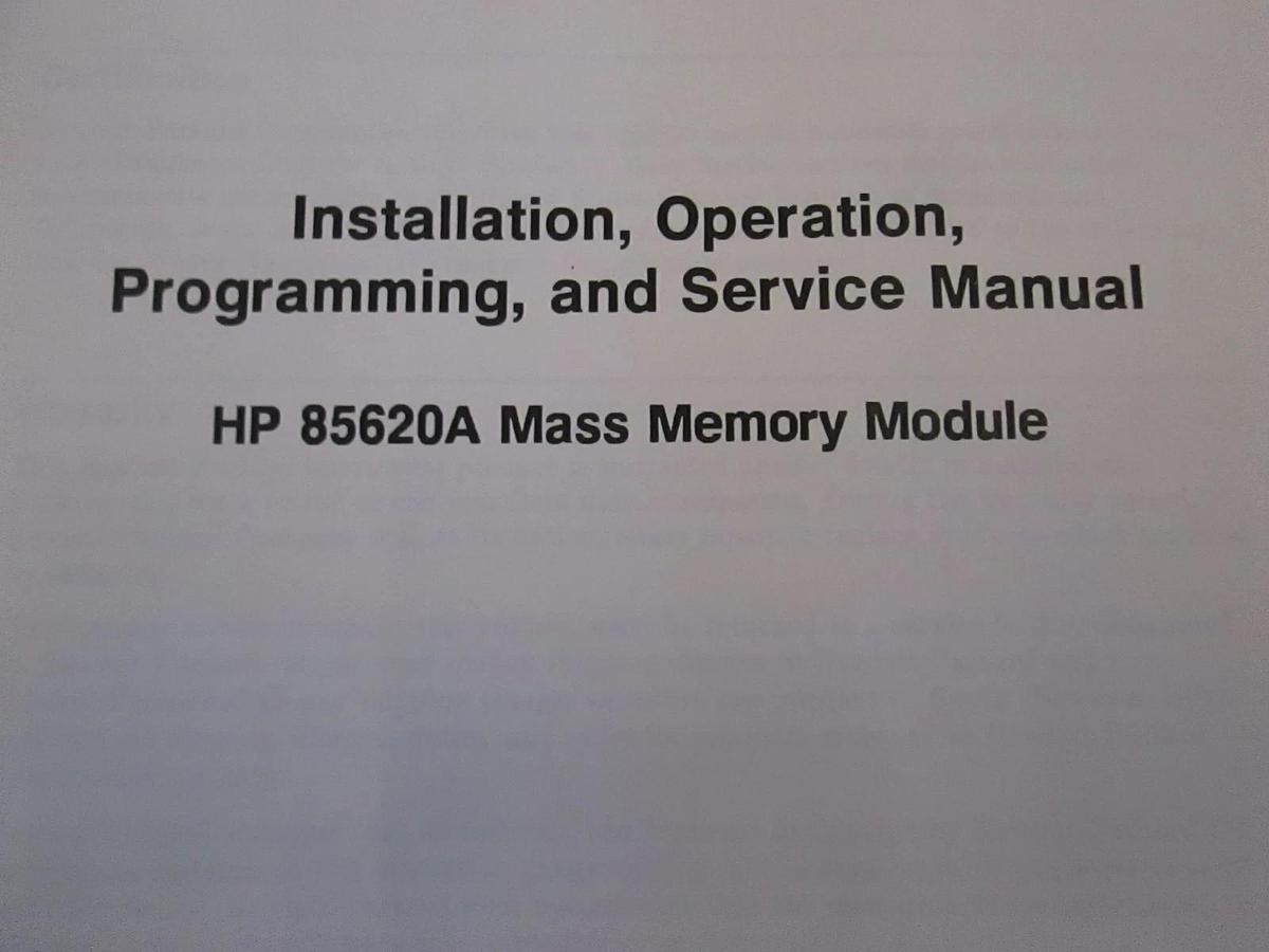 Used HP 85620A Mass Memory Module Install, Operation, Program and Service Manual Used