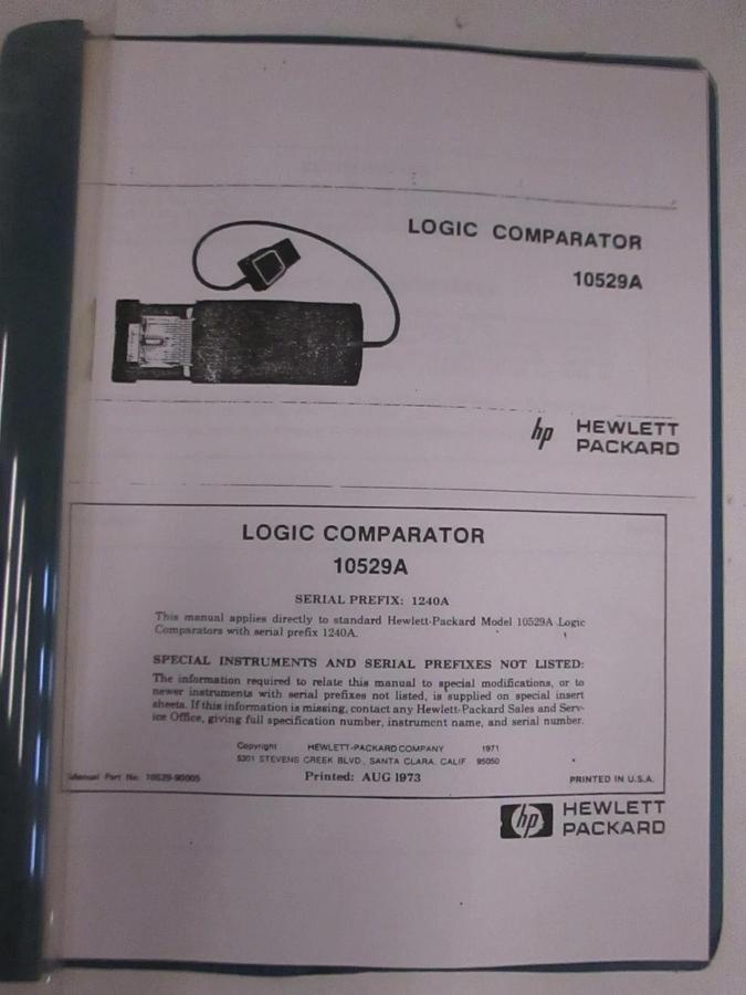 Used HP Logic Comparator 10529A Manual, Used