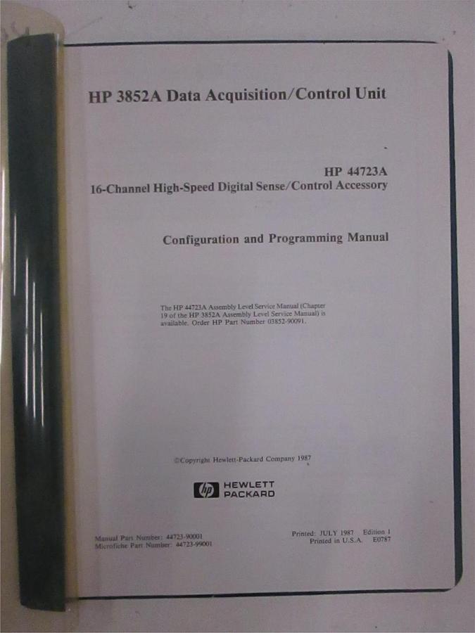 Used HP 3852A Data Acquisition/Control Unit Config and Programming Manual, Used