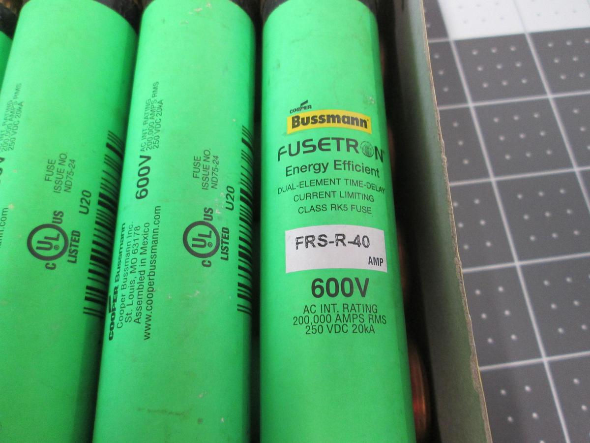 Bussmann, FRS-R-40, Fusetron 40A 600V Class RK5 Time Delay Fuse Lot of 10
