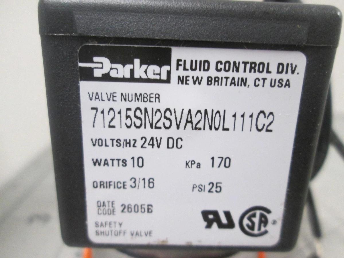 Parker, 71215SN2SVA2N0L111C2, Solenoid Valve, 10W, 25 PSI, 3/16 Orifice, New