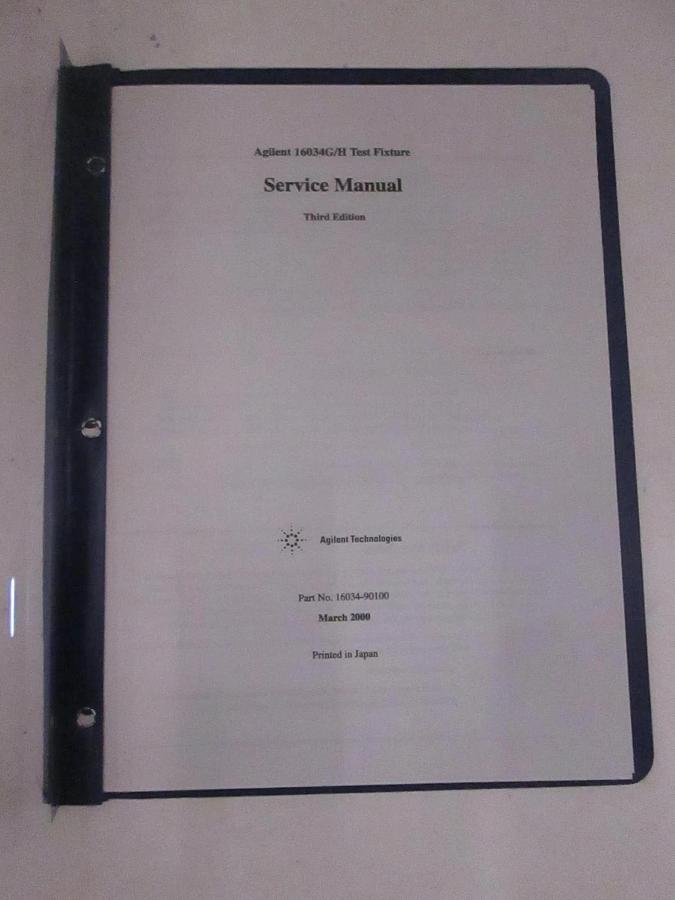 Used Agilent Third Edition 16034G/H Test Fixture Service Manual, Used