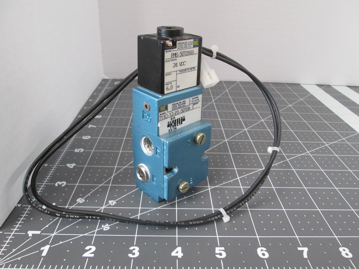Used MAC,711C-12-PI-501BA, Solenoid Valve 24VDC 6W Vacuum-150PSI 4-Way