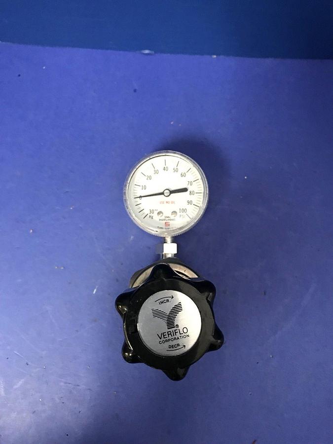 Used Veriflo 959 Regulator 9591004PBFS111, 4 Port, 20"-0-100 psi Gauge, Used