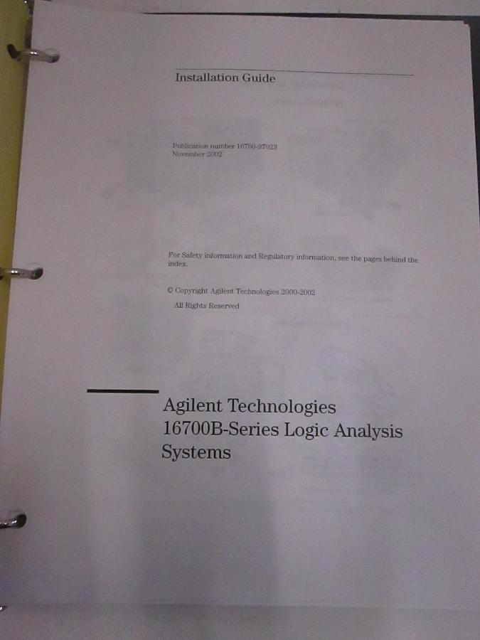 Used Agilent 16700B Logic Analysis System Installation Guide, Used